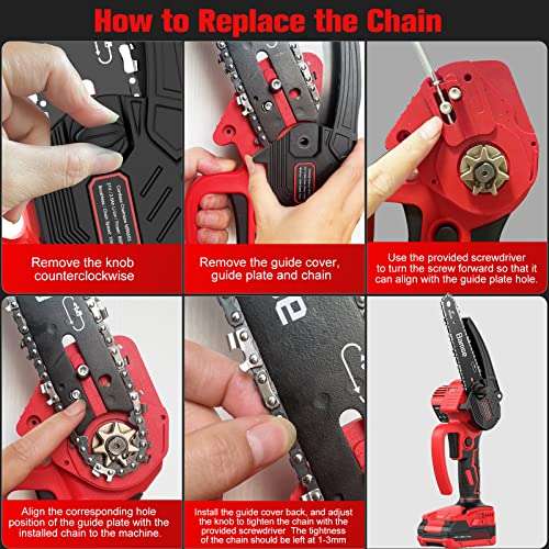 Bamse Mini Chainsaw 8 Inch, Cordless Chainsaw Brushless with 2 ...