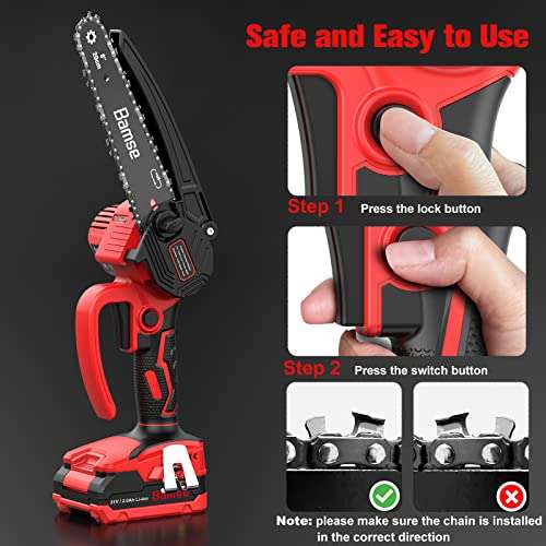 Bamse Mini Chainsaw 8 Inch, Cordless Chainsaw Brushless with 2 ...