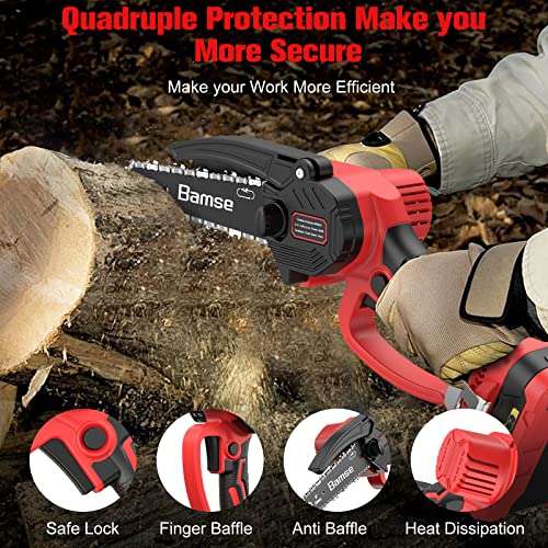 Bamse Mini Chainsaw 8 Inch, Cordless Chainsaw Brushless with 2 ...